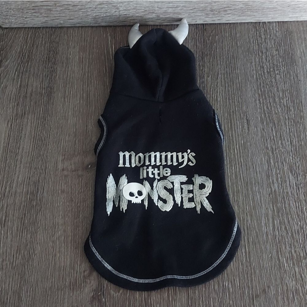 Vibrant Life Dog Clothes, Mommy's Little Monster Halloween Pet Hoodie, Black, XS